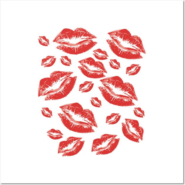 Cover Me In Kisses Playful Red Lipstick Flirtatious Fun Wall Art by taiche